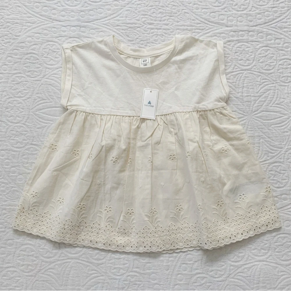 Gap Girls'‎ Floral Eyelet Embroidery Top, Cream